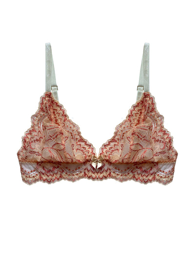Oeko-Tex certified non-wired bra with plunging neckline and gold ring details