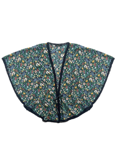 Floral patterned Rachel Meadow Liberty Silk Bed Jacket on a white background