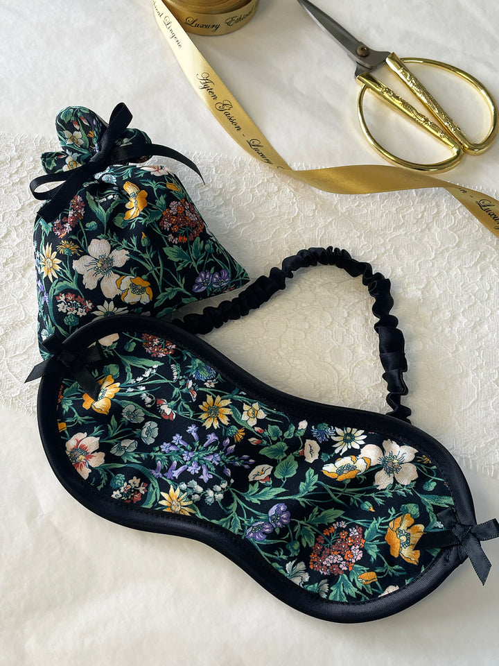 Rachel Meadow Liberty silk eye mask and lavender bag gift set - luxury sleep accessories by Ayten Gasson