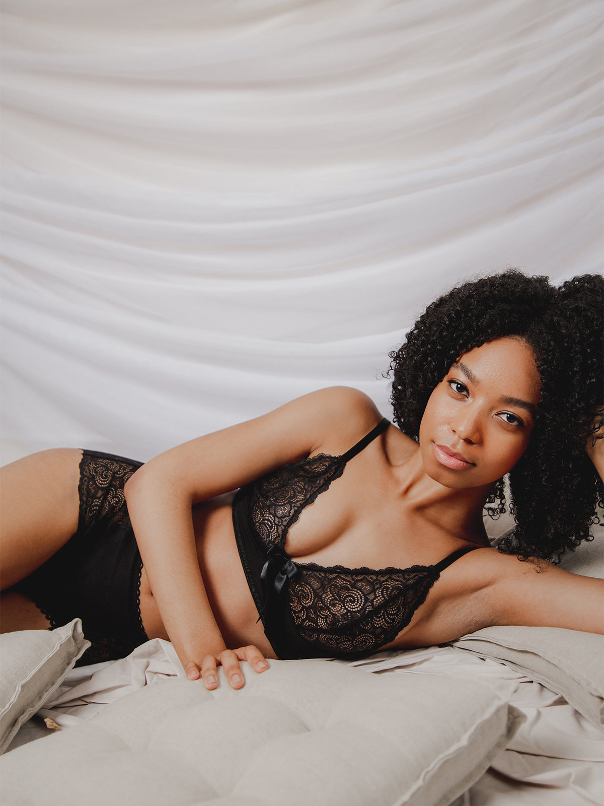 Ava Black Organic Bamboo Jersey & Lace Bralet by Ayten Gasson