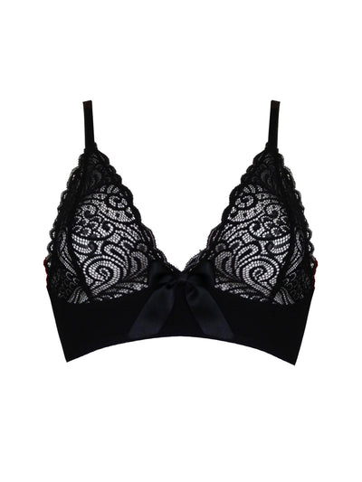 Ava Black Organic Bamboo Jersey & Lace Bralet