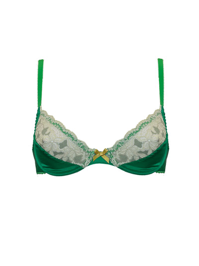 Beatrix Emerald Green Silk Plunge Bra