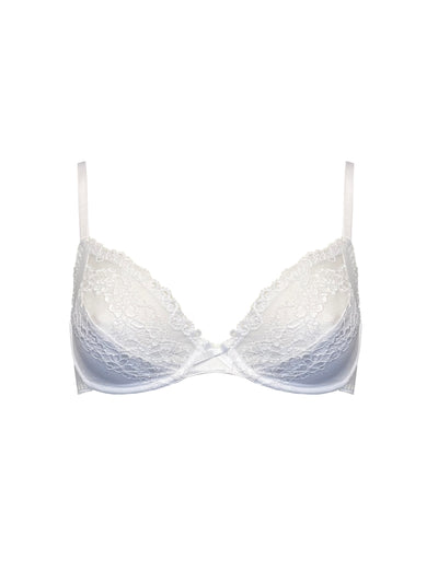 Luxurious plunge bra with a silk band, gold-coloured ring accents, and a sustainable design, perfect for a sophisticated and comfortable fit