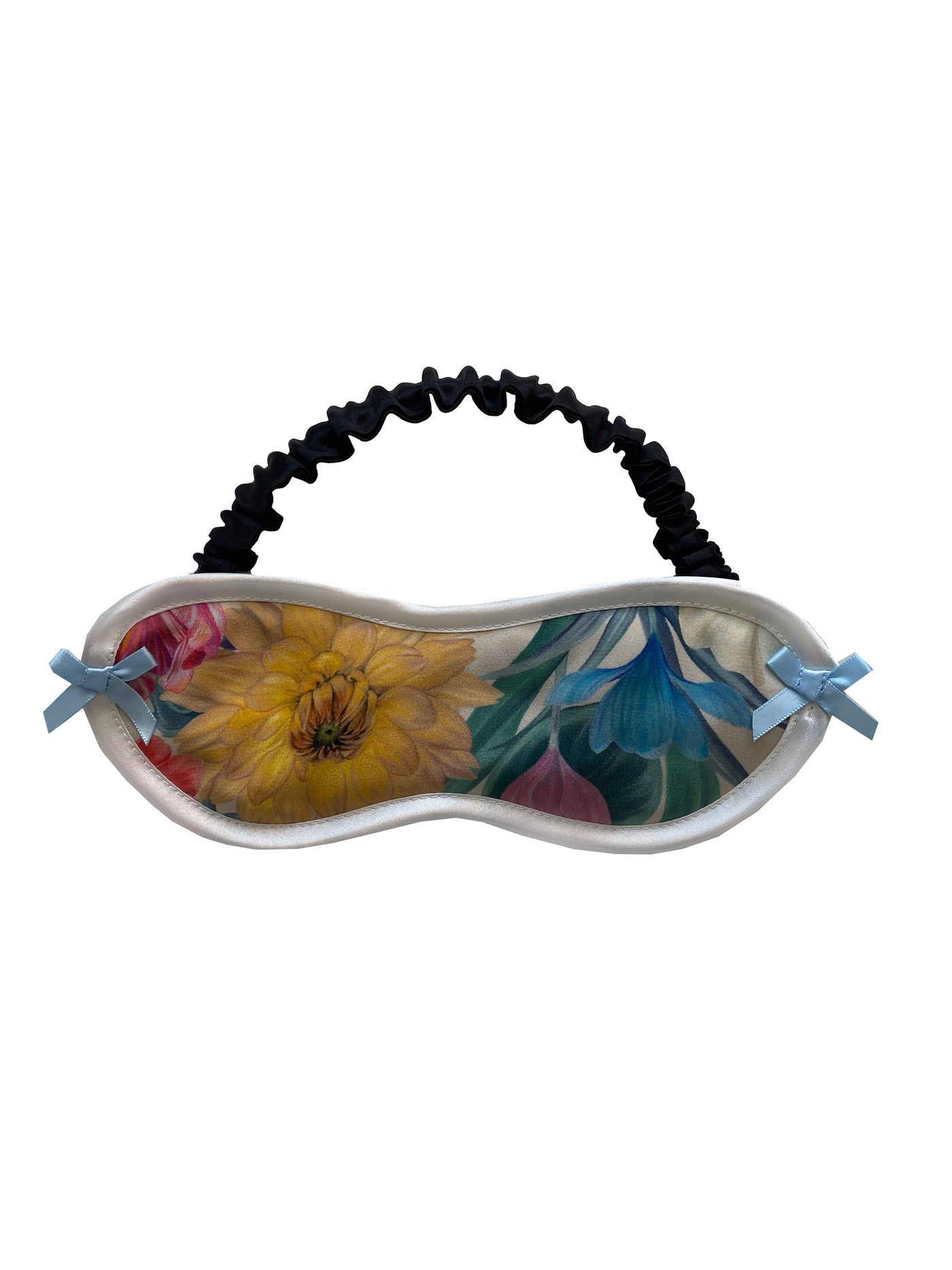 Handcrafted Liberty London silk sleep mask with silk-covered elastic and breathable filling