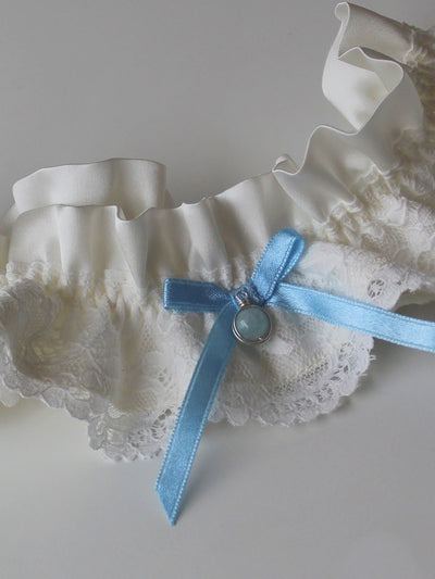 Sophie Luxury Ivory Silk & Lace Garter With Detachable Pendent