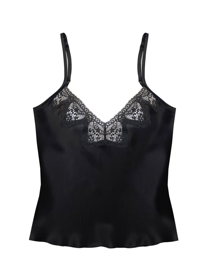 Black Silk Camisole | Luxury Lace Lingerie Made in Brighton